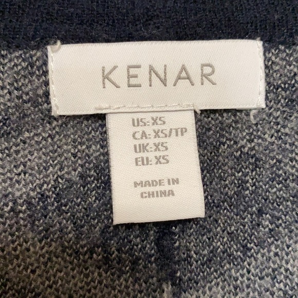 Patterned grey and navy blue poncho sweater - Picture 9 of 10